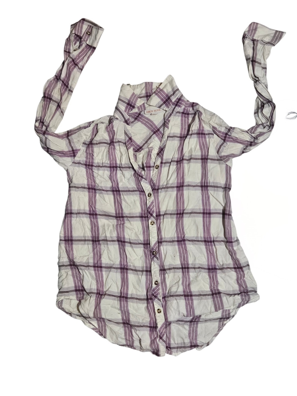 Knox Rose White and Purple Plaid Button-Down Shirt